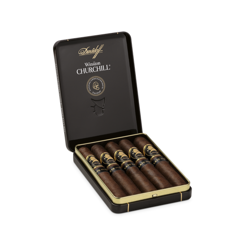 Davidoff Winston Churchill «The Late Hour Series» Petit Panetela  open Tin of 5 cigars