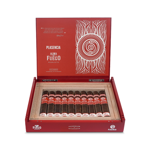 Plasencia Alma del Fuego Candente Robusto  open Box of 10 cigars