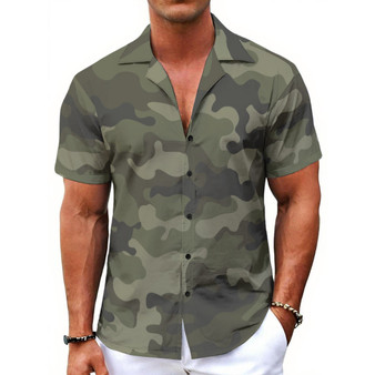 KRAZY CAMO Green Classic Camo Men's Hawaiian Shirt