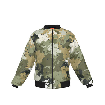 KRAZY CAMO Green Grunge Camo Bomber Jacket with Sleeve Pocket - Windproof 160g/m² Polyester