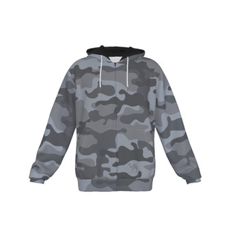 KRAZY CAMO Men's Gray Classic Camo Fleece Zip-Up Hoodie