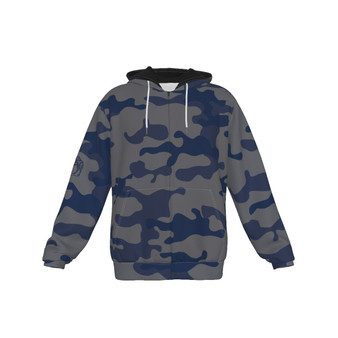 KRAZY CAMO Men's Blue and Gray Classic Camo Fleece Zip-Up Hoodie