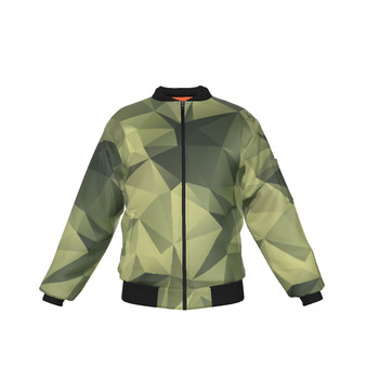 KRAZY CAMO Green Polygon Crystal Camo Bomber Jacket with Sleeve Pocket