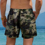 Krazy Camo Green Army Canvas Camouflage Beach Shorts