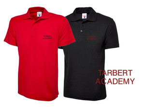Tarbert Academy Secondary School uniform Polo Shirts Red and Black Tarbert Academy Secondary School uniform Polo Shirts Red and Black