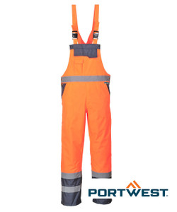 S488 Portwest Hi-Vis Breathable Contrast Rain Bib & Brace Orange/Navy S488 Portwest Hi-Vis Breathable Contrast Rain Bib & Brace Orange/Navy
