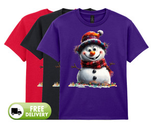 Quirky Snowman Printed Kids Christmas T-Shirt Quirky Snowman Printed Kids Christmas T-Shirt