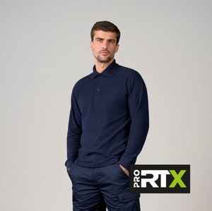 Pro RTX RX102 pro long sleeve polo shirt in navy for professional workwear