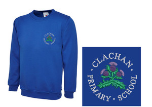 Clachan Primary School royal blue sweatshirt with embroidered school logo