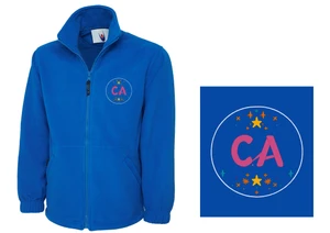 Lochgilphead Joint Campus CA staff royal blue fleece jacket with embroidered logo