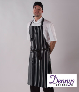 Dennys DP85 striped bib apron embroidered or printed for professional catering and hospitality uniforms