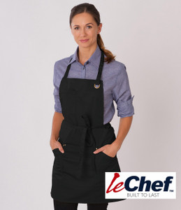 Le Chef DE113 utility bib apron embroidered or printed for professional chefs, catering teams and hospitality uniforms