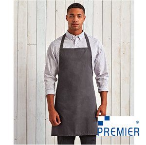 PR165 Premier Dark Grey Essential Bib Apron PR165 Premier Dark Grey Essential Bib Apron