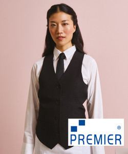 Premier PR623 Women’s Lined Polyester Waistcoat custom corporate workwear waistcoat