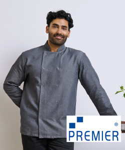 Premier PR660 Denim Chef’s Jacket custom branded kitchen workwear