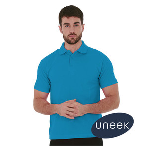UC114 Uneek Mens Ultra Cotton Polo Shirt Sapphire Blue available with option to add print or embroidery from Kit-You-Out UC114 Uneek Mens Ultra Cotton Polo Shirt Sapphire Blue available with option to add print or embroidery from Kit-You-Out