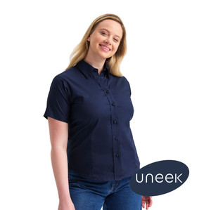 Uneek UC704 ladies pinpoint Oxford half sleeve shirt for workwear