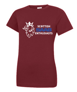 Maroon Scottish SAAB Enthusiasts Ladies T-Shirt Maroon Scottish SAAB Enthusiasts Ladies T-Shirt