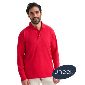 Uneek UC113 long sleeve classic polo shirt in red for workwear