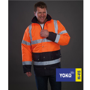 YK048 Yoko Orange/Navy Hi-Viz Motorway Jacket YK048 Yoko Orange/Navy Hi-Viz Motorway Jacket