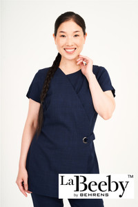 La Beeby Mila ladies adjustable wrap tunic embroidered beauty salon uniform