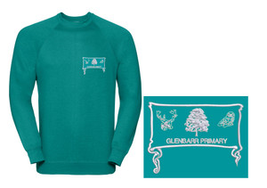Glenbarr Primary School jade sweatshirt with embroidered school logo