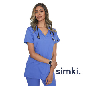 Simki Ceil Blue Ari 4955 Ladies Scrub Top Simki Ceil Blue Ari 4955 Ladies Scrub Top