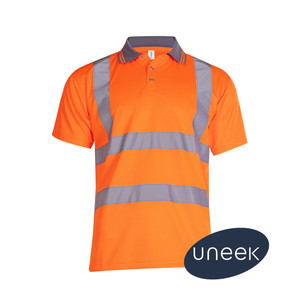 UC808 Uneek Orange Hi Viz Polo Shirt UC808 Uneek Orange Hi Viz Polo Shirt