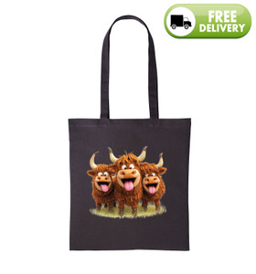 Three Happy Field Coos Storm Grey Printed Shopper Three Happy Field Coos Storm Grey Printed Shopper
