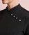 Close-up of neckline buttons on Premier PR681 Mika beauty spa tunic – embroidered salon tunic