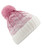 Beechfield BC459 beanie in dusky pink/off white – embroidered ombre pom pom hat