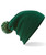 Side view of Beechfield BC450 beanie in bottle green/off white – embroidered pom pom workwear beanie