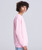 Side view of AWDis JH230 Organic Sweatshirt in baby pink – eco friendly crew neck jumper