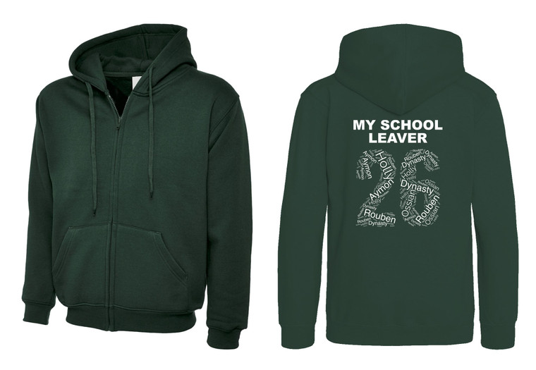 Secondary School Leavers Zipped Hoodie 2026 Bottle Green