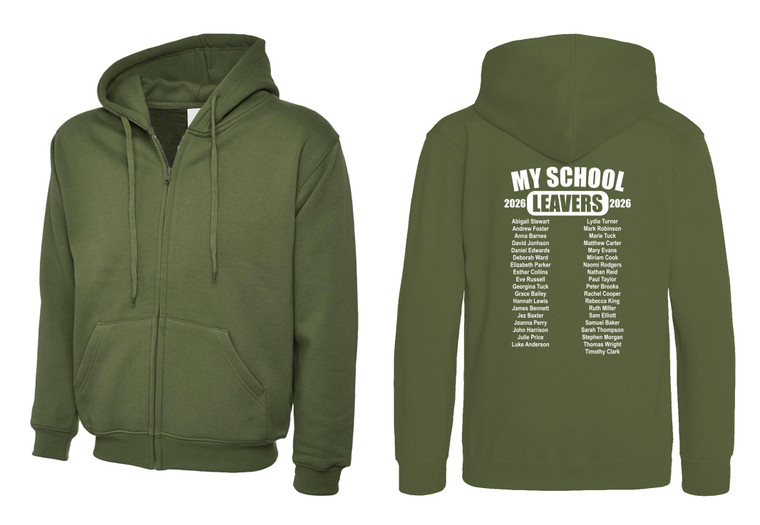 Secondary School Leavers Zipped Hoodie 2026 Olive