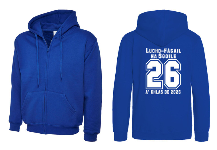 Secondary School Leavers Zipped Hoodie Gaelic Print 2026 Royal Blue