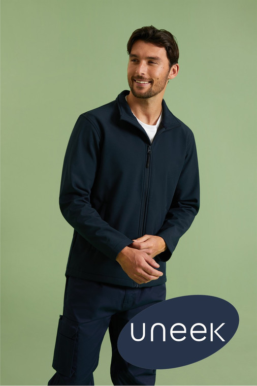 Uneek GR65 Eco Full Zip Softshell Jacket with waterproof recycled fabric for workwear