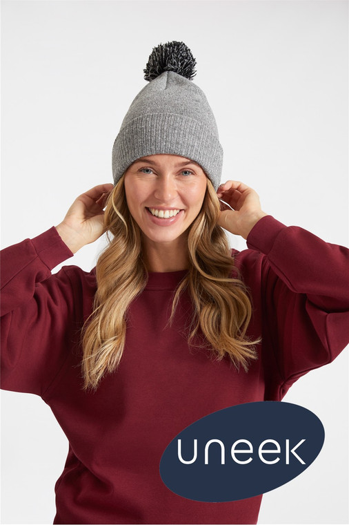 Uneek UC413 Pom Pom Beanie made from 340gsm super soft acrylic for embroidered workwear