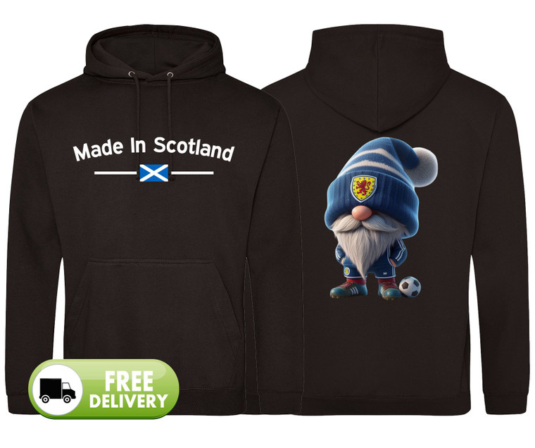 Scottish football novelty hoodie with front and back print designs