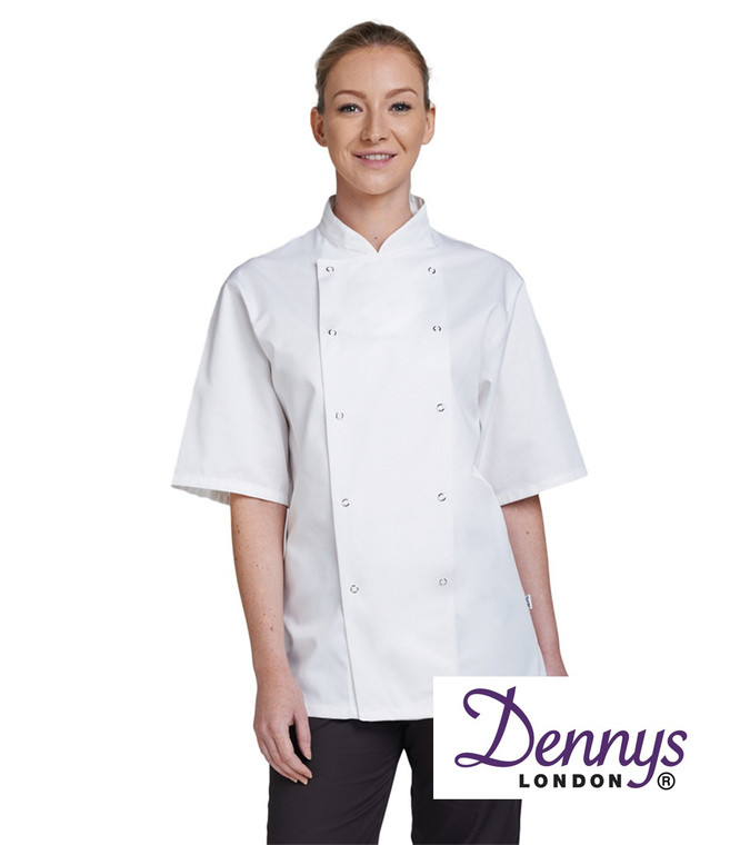 Dennys DD70S short sleeve chef's jacket embroidered or printed for professional catering and hospitality uniforms