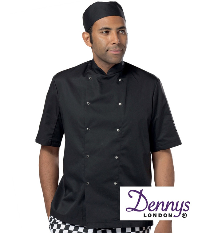 Dennys DD08S premium short sleeve chef's jacket embroidered or printed for professional catering and hospitality uniforms