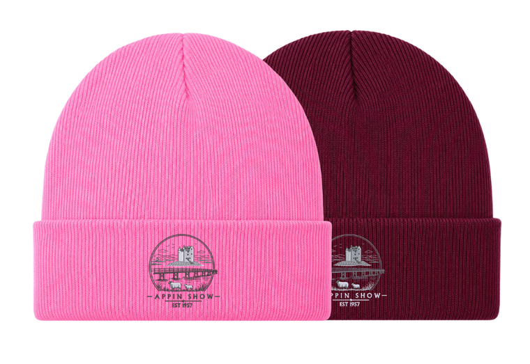 Appin Show 2026 embroidered beanie with the new Appin Show logo on the front cuff