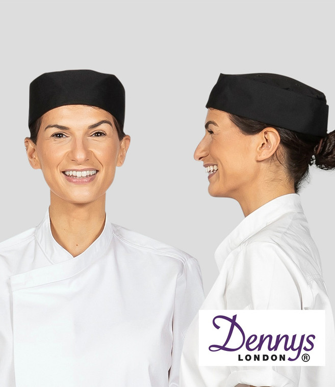 Dennys DG07 skull cap with turn up cuff for professional chefs, kitchen teams and catering uniforms