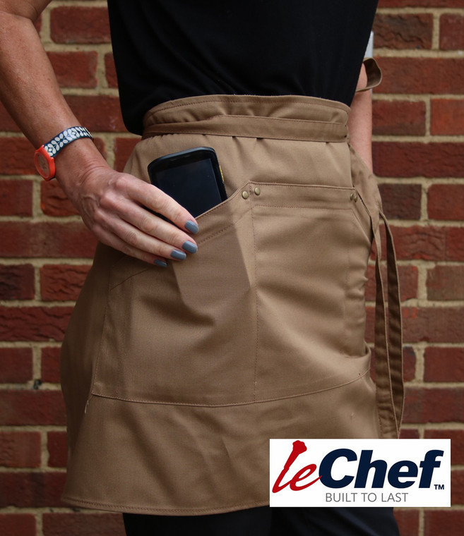 Le Chef DE115 utility bib apron embroidered or printed for professional catering teams and hospitality uniforms