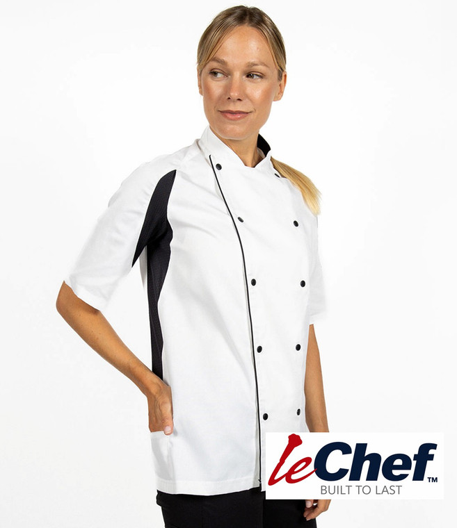 Le Chef DE11 Short Sleeve Executive Jacket – lightweight professional chefwear for restaurants, commercial kitchens and catering teams