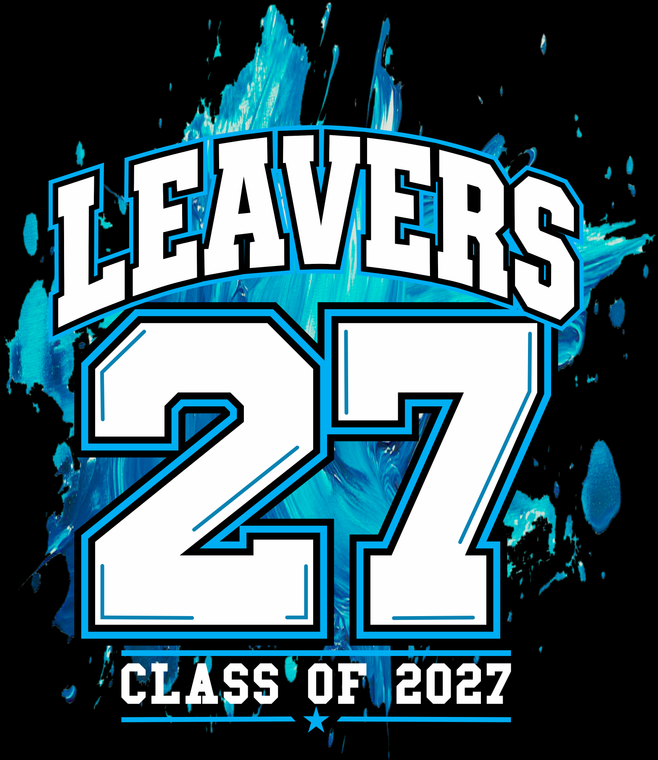 Secondary Colour Splash 2027 hoodie print design for Year 11 and S6 leavers