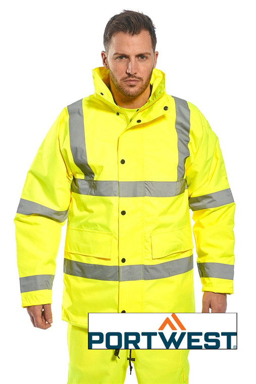 Portwest S460 Hi-Vis Traffic Jacket made from 300D Oxford waterproof fabric
