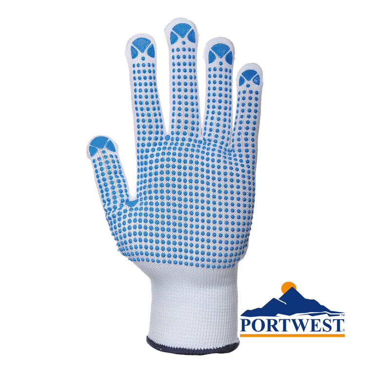 PW070 Portwest Blue Nylon Polka Dot Work Gloves