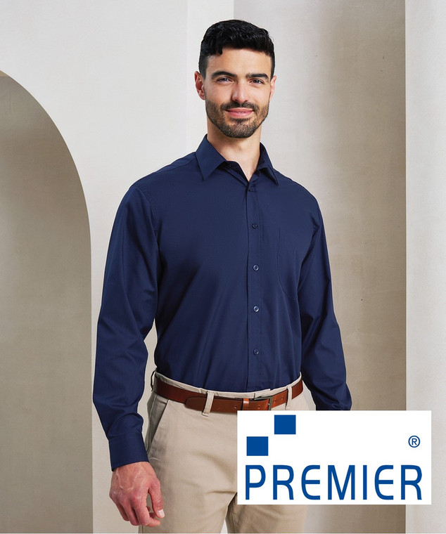 Premier PR200 Long Sleeve Poplin Shirt custom corporate workwear shirt