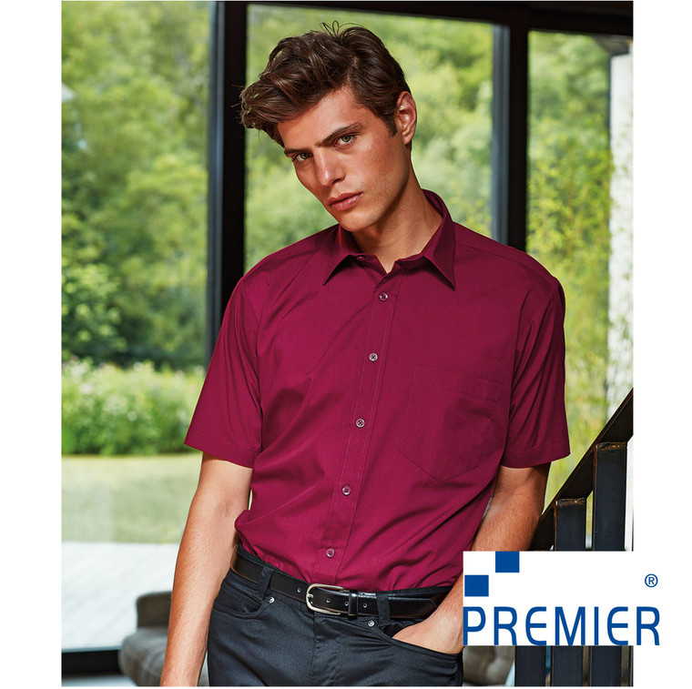 PR202 Premier Aubergine Short Sleeve Poplin Shirt